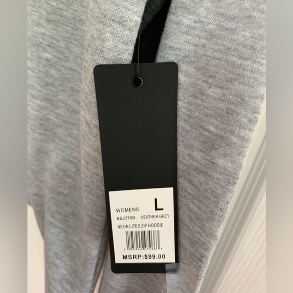 FINAL PRICE NWT Bebe Hoodie: Heather Gray Front Signature Logo Zipper Pockets L - Picture 4 of 9